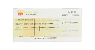 THE OUTLAWS (2021-2024 TV SERIES) - PRODUCTION USED CHEQUE PROP