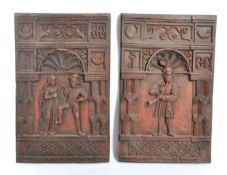 PAIR OF 17TH CENTURY STYLE FIGURAL RESIN PANELS