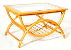MID CENTURY BAMBOO & GLASS COFFEE TABLE