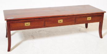 CHINESE HARDWOOD & BRASS INLAID CAMPAIGN COFFEE TABLE