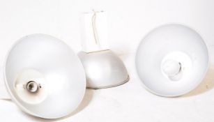 THREE LARGE INDUSTRIAL ALUMINIUM PENDANT LIGHT SHADES