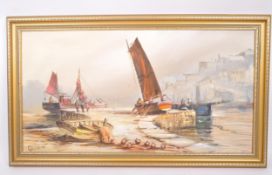TERRY BURKE - BOAT ON THE QUAY - OIL ON CANVAS