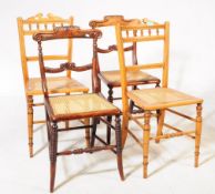 PAIR OF REGENCY HALL CHAIRS & VICTORIAN RATTAN HALL CHAIRS
