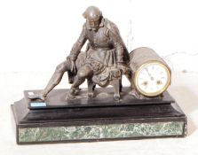 EARLY 20TH CENTURY SLATE & MARBLE SHAKESPEARE MANTEL CLOCK