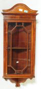 TWO EDWARDIAN WALL MOUNTED CORNER DISPLAY CABINETS