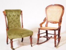 VICTORIAN 19TH CENTURY NURSING CHAIR T/W ROCKING CHAIR