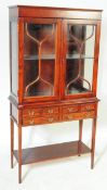 EDWARDIAN REVIVAL MAHOGANY CHINA DISPLAY CABINET ON STAND
