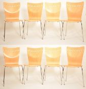 MATCHING SET OF EIGHT PLYWOOD STACKING DINING CHAIRS