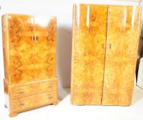 TWO 1930S ART DECO BURR WALNUT WARDROBES
