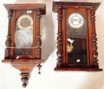 PAIR OF VICTORIAN / EARLY 20TH CENTURY WALL CLOCKS
