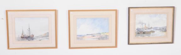 THREE 20TH CENTURY DAVID GAPPER MARITIME WATERCOLOUR PAINTINGS