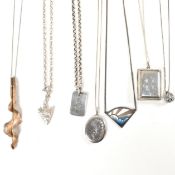 COLLECTION OF SILVER PENDANT NECKLACES