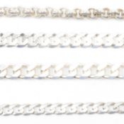 FOUR HALLMARKED SILVER CHAIN NECKLACES