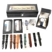 COLLECTION OF WATCHES & STRAPS INCLUDING SEIKO NH-35 MOVEMENT