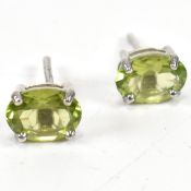 PAIR OF SILVER & PERIDOT STUD EARRINGS AF