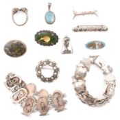COLLECTION OF SILVER JEWELLERY INCLUDING EGYPTIAN REVIVAL