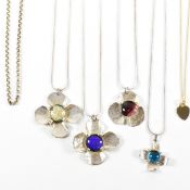 COLLECTION OF SILVER PENDANT & CHAIN NECKLACES