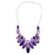 SILVER & PURPLE HARD STONE COLLAR NECKLACE