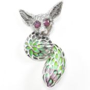 SILVER & PLIQUE-A-JOUR BUSH BABY BROOCH PIN