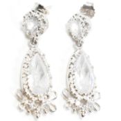 PAIR OF SILVER & RHINESTONE PENDANT EARRINGS