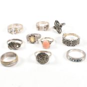TEN SILVER & GEM SET RINGS