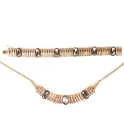 RANDEL ROSE TONE METAL & RHINESTONE JEWELLERY SUITE