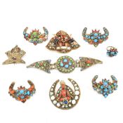 COLLECTION OF EASTERN INLAID BRASS JEWELLERY & BROOCH PINS