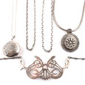 COLLECTION OF SILVER PENDANT & CHAIN NECKLACES