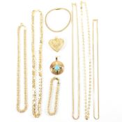 COLLECTION OF YELLOW TONE METAL ON SILVER JEWELLERY