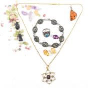 COLLECTION OF SILVER & COSTUME JEWELLERY & GEM STONES