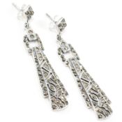 PAIR OF SILVER & MARCASITE ART DECO STYLE PENDANT EARRINGS