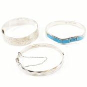 THREE SILVER HINGED BANGLES