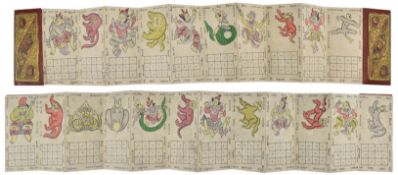 BURMESE PARABAIK TATTOO BOOK IN GILT WOODEN BOARDS