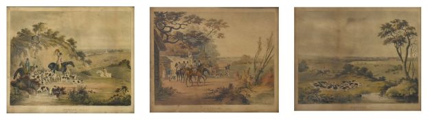 HUNTING - SERIES OF 19TH CENTURY HAND COLOURED ENGRAVINGS