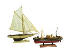 TWO VINTAGE SCRATCH BUILT MODEL BOATS