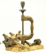 20TH CENTURY UPCYCLED WOOD WORKING TOOL LAMP