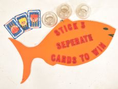VINTAGE FUNFAIR STICK THREE TO WIN ORANGE FISH SIGN
