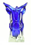 KARLOVARSKE SKLO (MOSER) - MID CENTURY TRIANGULAR GLASS VASE