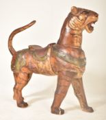 HIGH VICTORIAN CIRCUS LIFESIZED CARVED WOODEN TIGER