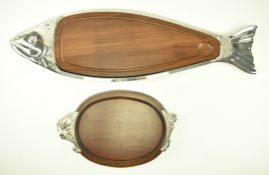 JEAN COUZON - VINTAGE FISH SHAPED SERVING PLATTER T/W ANOTHER