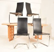 LARGE MODERN OAK EXTENDING DINING TABLE AND FOUR CHAIRS