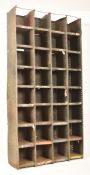 LARGE 20TH CENTURY INDUSTRIAL 32 PIGEON HOLE METAL CABINET