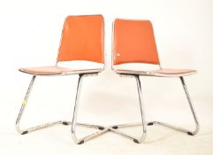 PAIR OF 20TH CENTURY CHROME CANTILEVER DINING CHAIRS