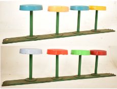 BINGO - 2 MOUNTED GROUPS OF 20TH CENTURY FAIRGROUND STOOLS