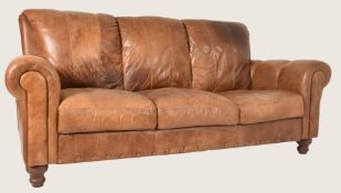 20TH CENTURY BRITISH DESIGN LEATHER THREE SEATER SOFA