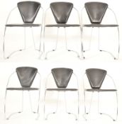 ARRBEN ITALY INSPIRED - LINDA - SIX RETRO LEATHER & CHROME CHAIRS