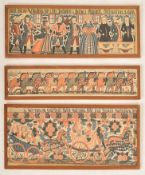 SET OF THREE VINTAGE SWEDISH FOLK ART BONAD PRINTS