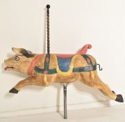 EDWARDIAN CARVED WOODEN CAROUSEL PIG