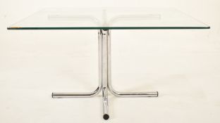 1970S RETRO CHROME AND GLASS COFFEE LOW TABLE