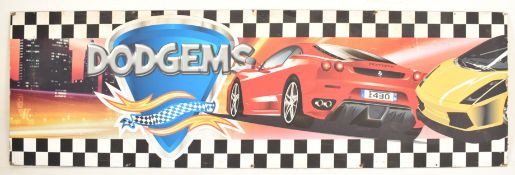 LARGE VINTAGE FUNFAIR DODGEMS ACRYLIC RACING SIGN